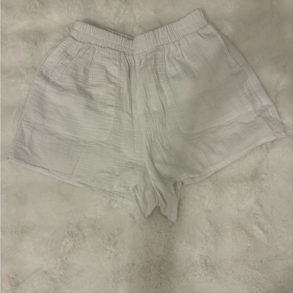 Women's White Linen Shorts